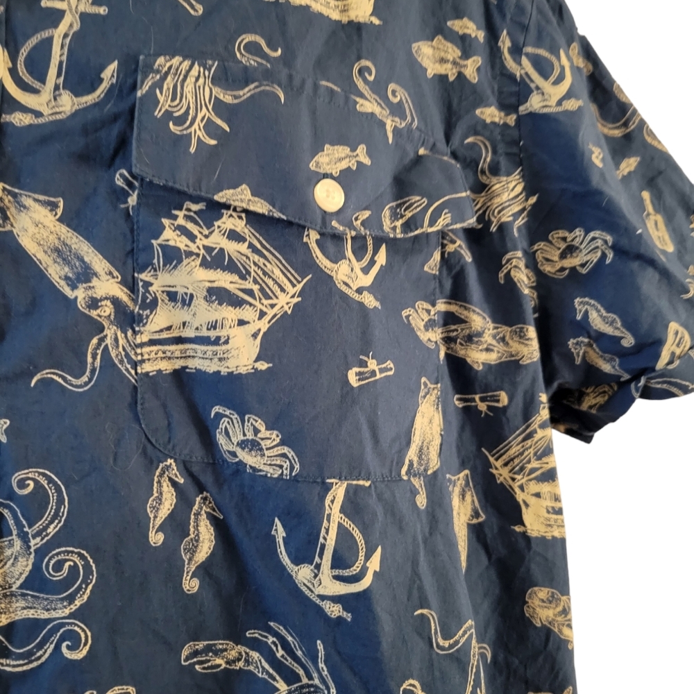 St. Johns Bay Nautical Button Front Shirt XL - Picture 3 of 8
